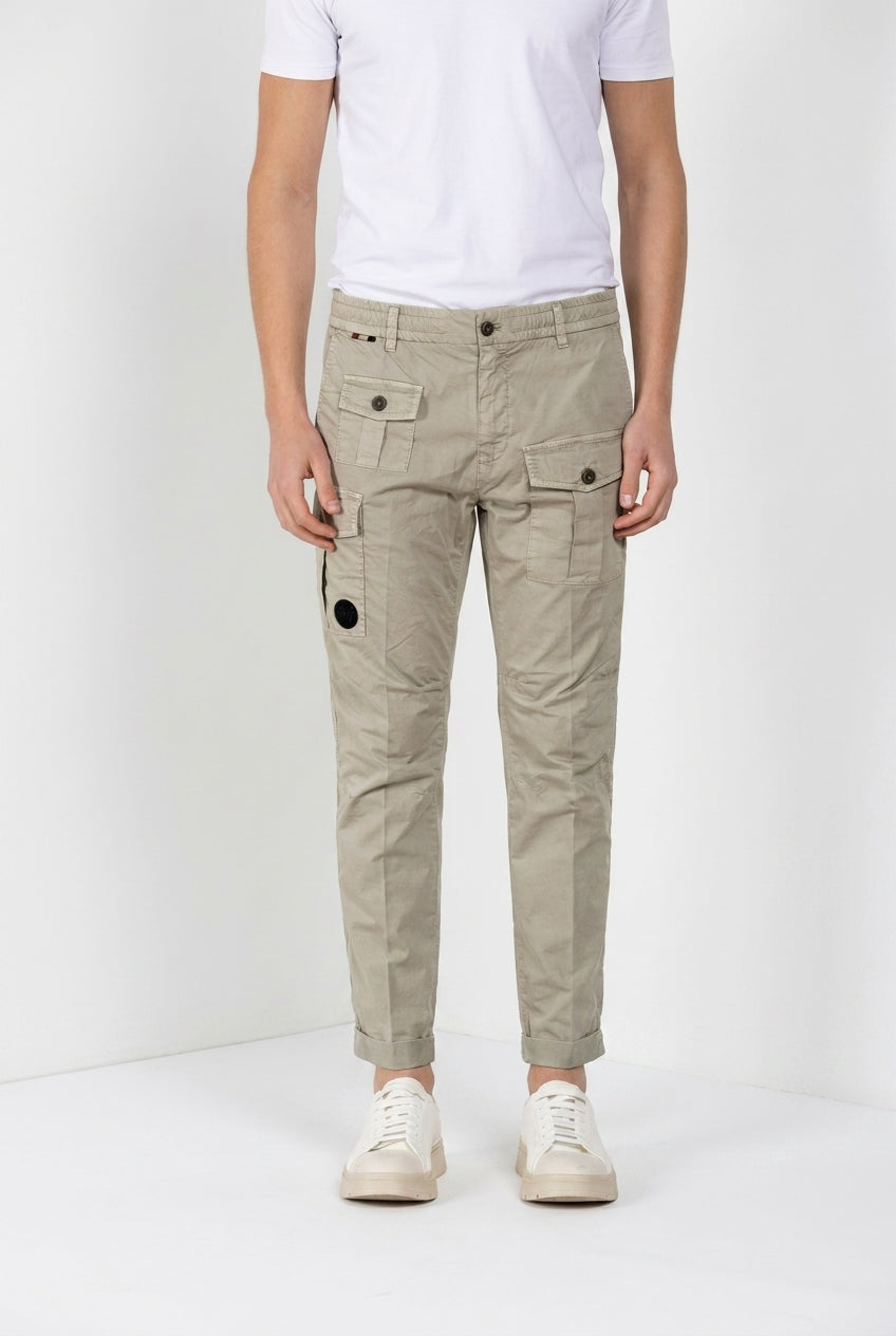 George Coolpocket men's cargo jogger pants in stretch gabardine Logo Edition carrot fit ①