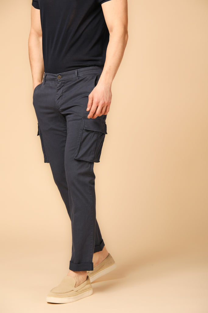 Image 2 of men's Chile City model cargo pants in navy blue, regular fit by Mason's