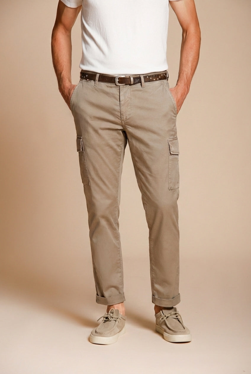 Chile pantalone cargo uomo in gabardina stretch regular fit