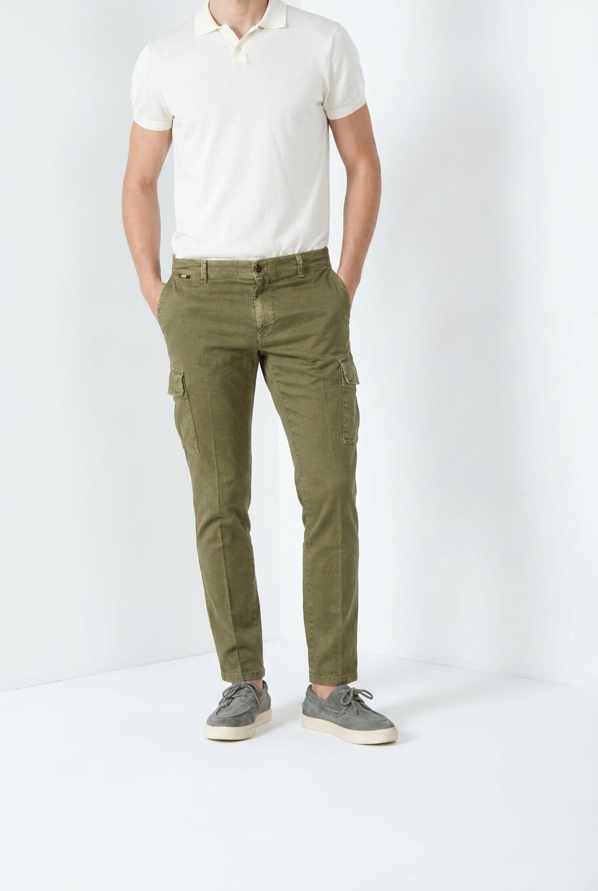 Chile delamere pantalon cargo homme en twill lin et coton regular fit