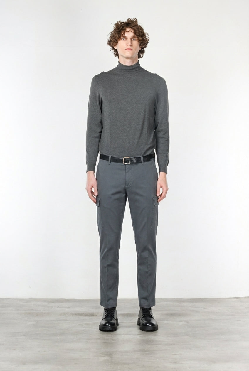 Chile men's cargo pants in stretch cotton with diagonal weave, regular fit