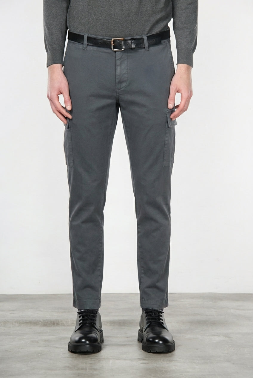 Chile men's cargo pants in stretch cotton with diagonal weave, regular fit