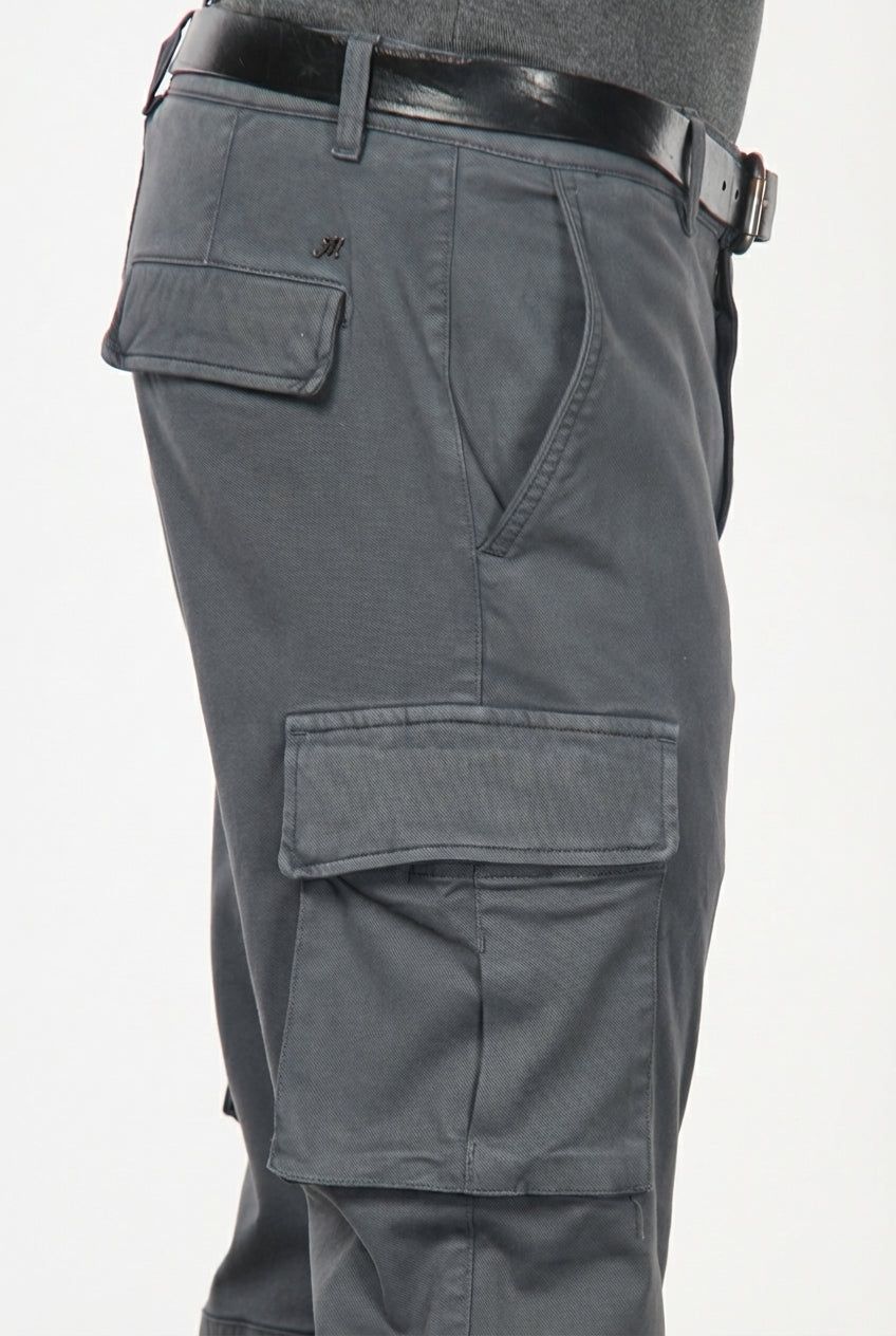 Chile men's cargo pants in stretch cotton with diagonal weave, regular fit
