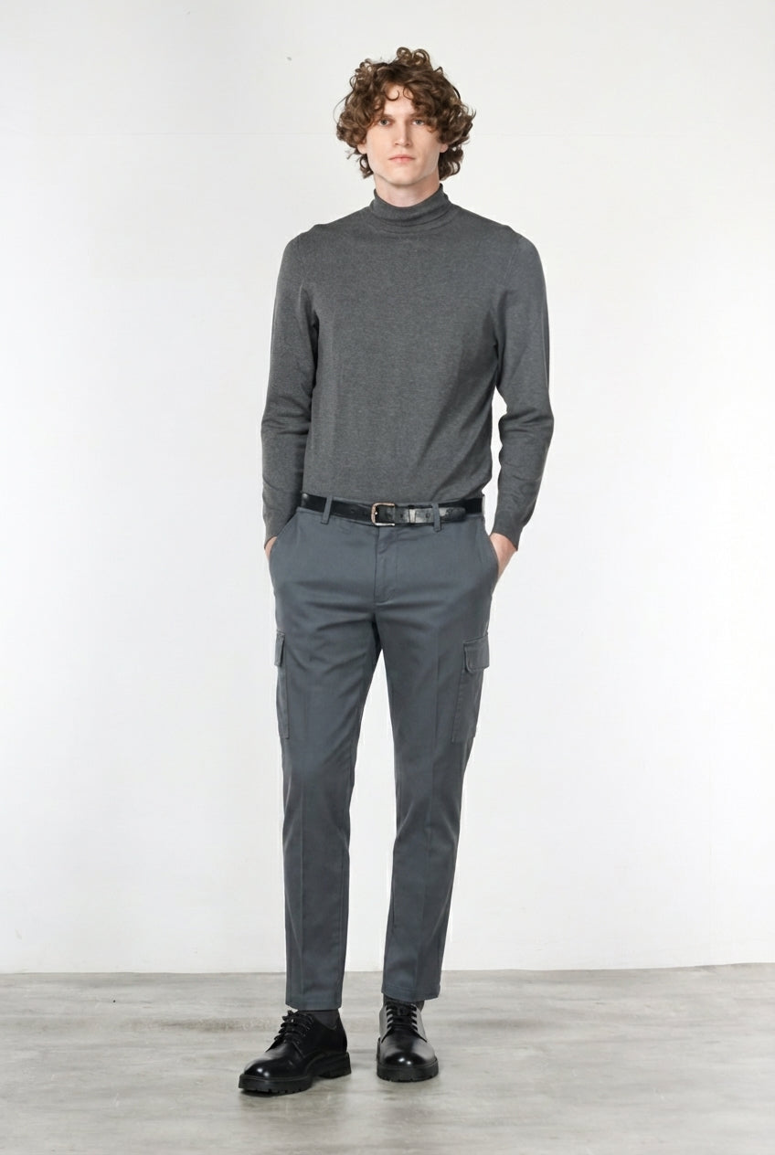 Chile men's cargo pants in stretch cotton with diagonal weave, regular fit
