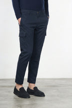 Chile pantalone cargo uomo in cotone stretch trama diagonale regular fit