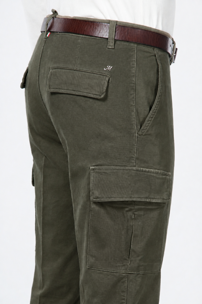 Chile Men's Cargo Pants in Stretch Cotton Diagonal Weave Regular Fit