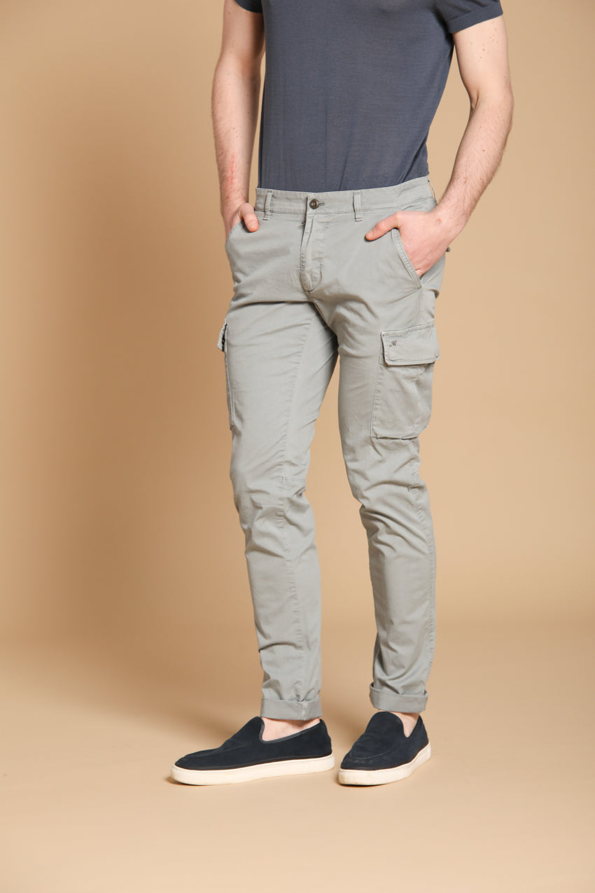 Chile Men's cargo pants in lightweight Pima cotton twill special washing  Extra-Slim Fit