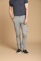 Chile Men's cargo pants in lightweight Pima cotton twill special washing  Extra-Slim Fit