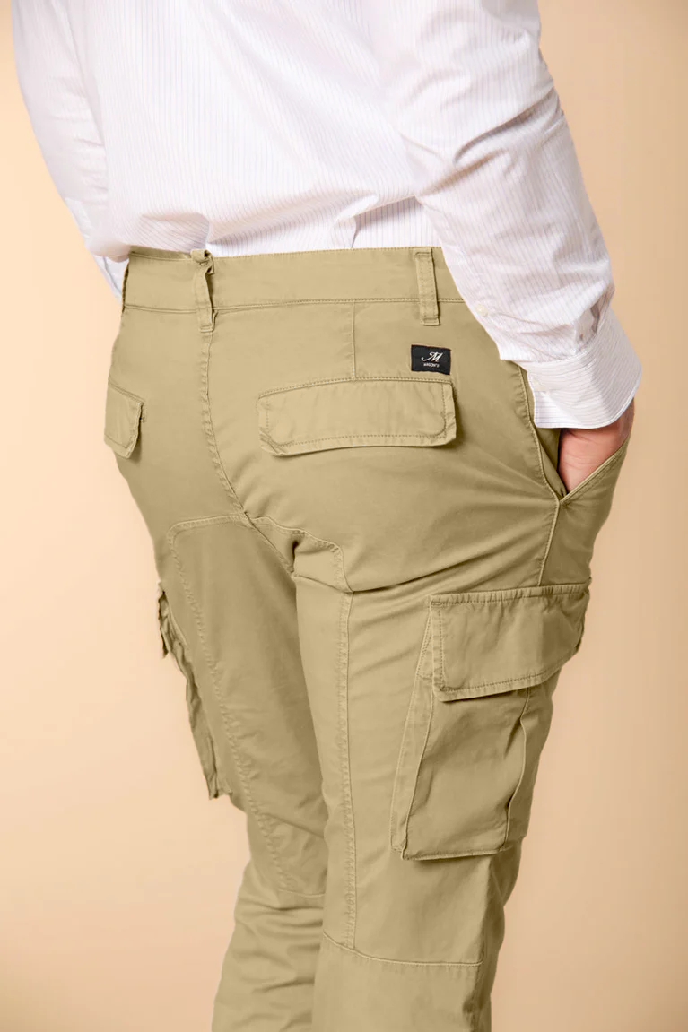 Chile Men's cargo pants in lightweight pima cotton twill special washing  Extra-Slim Fit