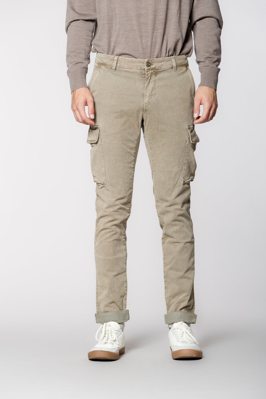 Chile men's cargo trousers in gabardine with special washing extra slim fit
