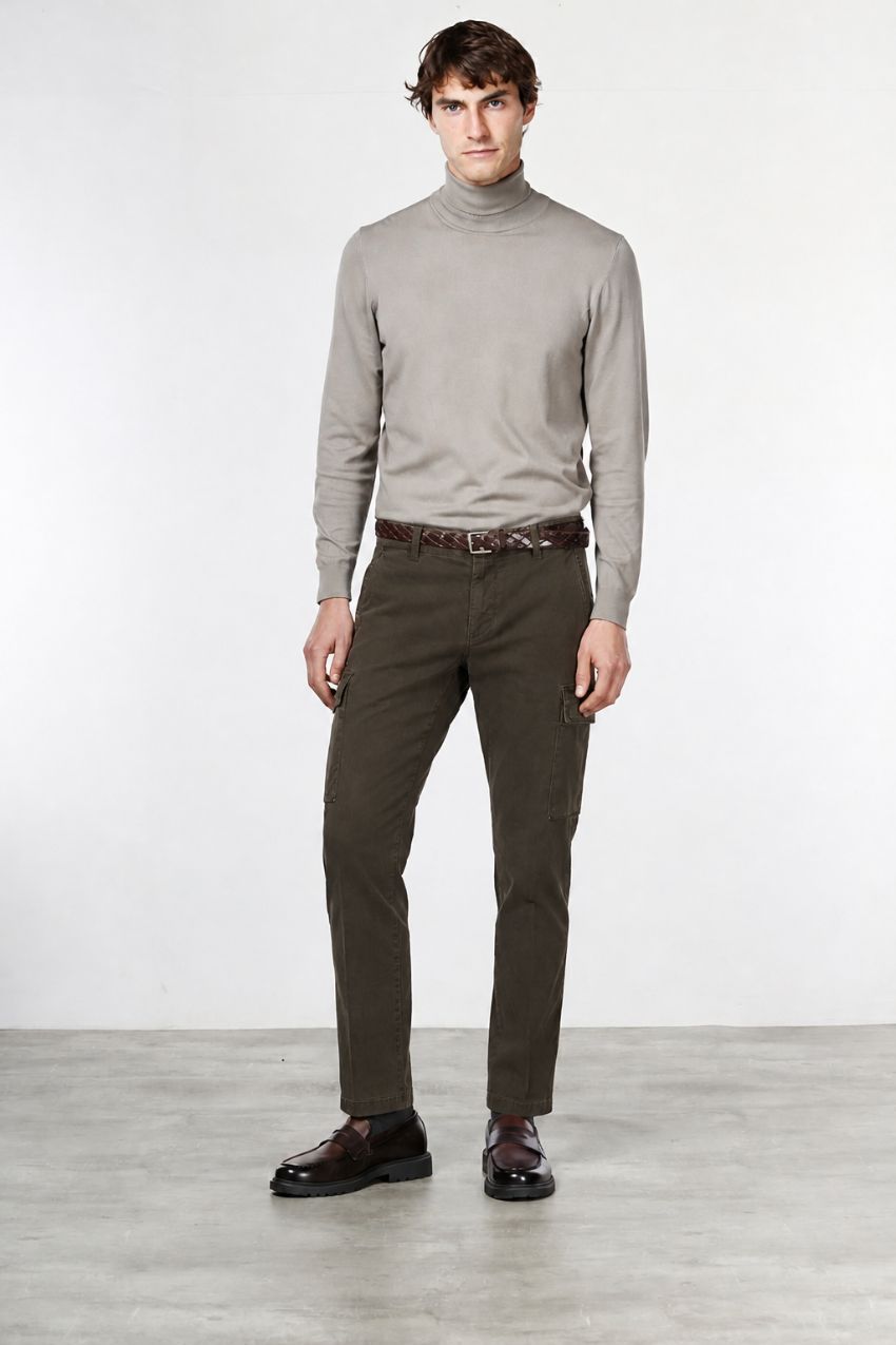Chile pantalone cargo uomo in gabardina stretch extra slim fit ①