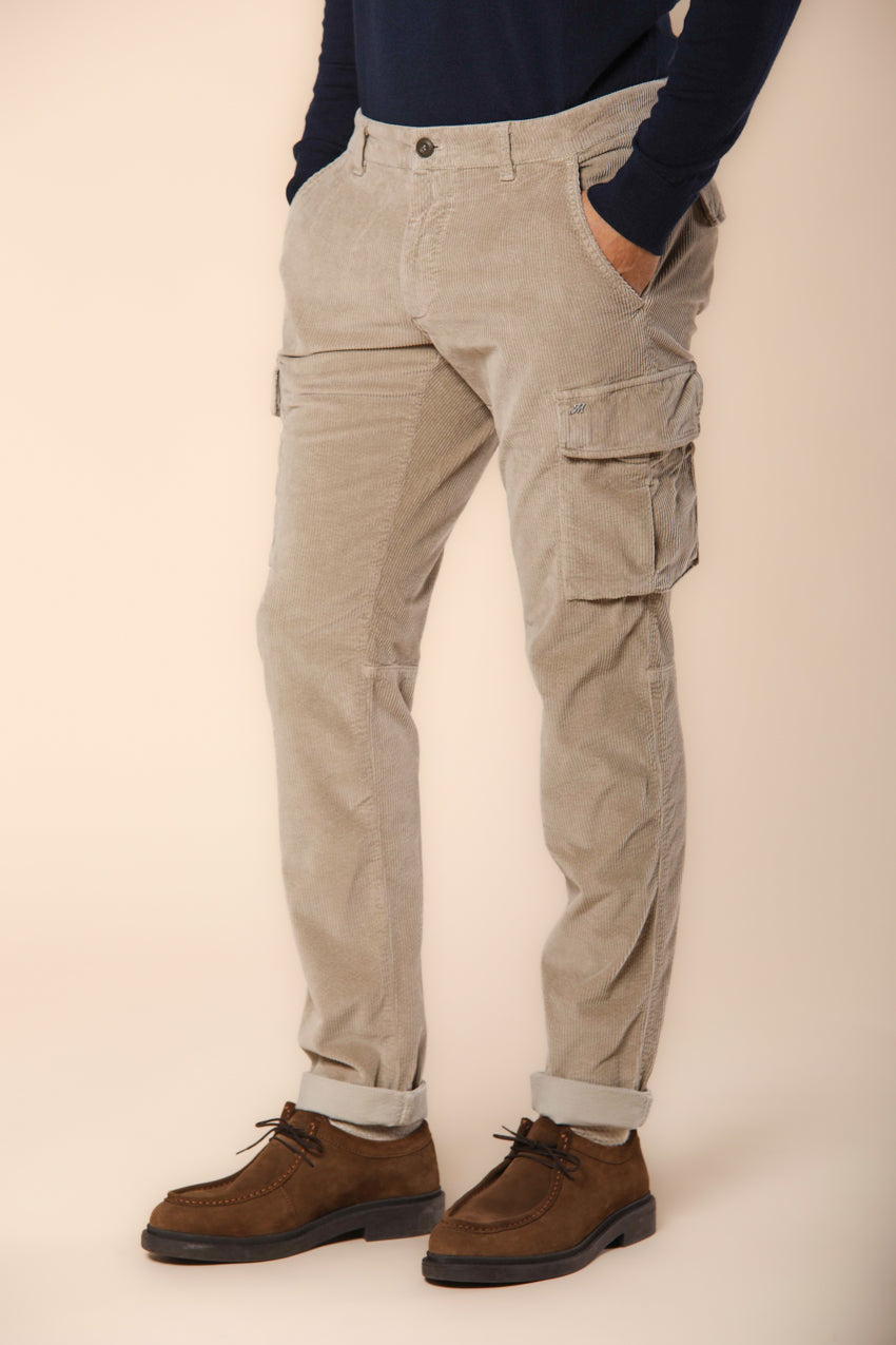 Chile pantalone cargo uomo in velluto 500 righe extra slim fit