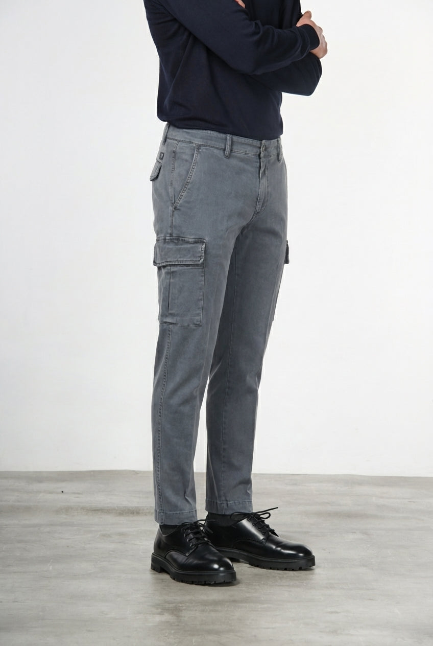 Chile men's cargo pants in stretch gabardine, extra slim fit ①