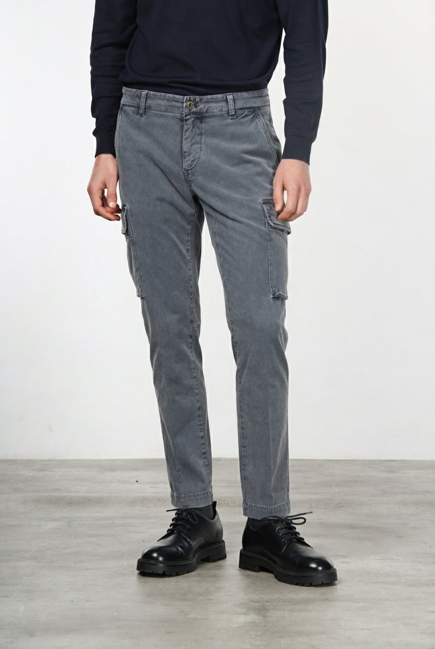 Chile men's cargo pants in stretch gabardine, extra slim fit ①