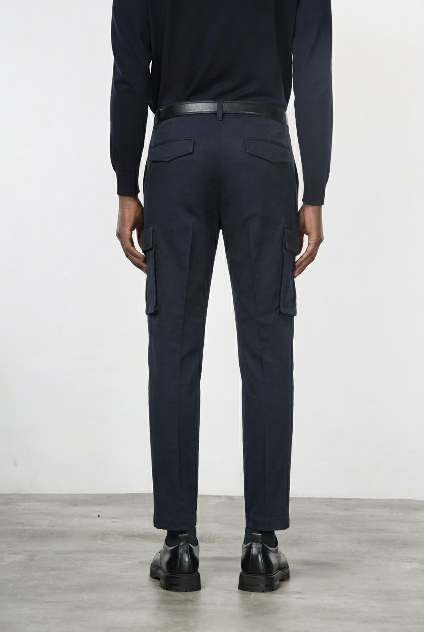 Chile 1 Pinces men's cargo pants in stretch gabardine, extra slim fit ①
