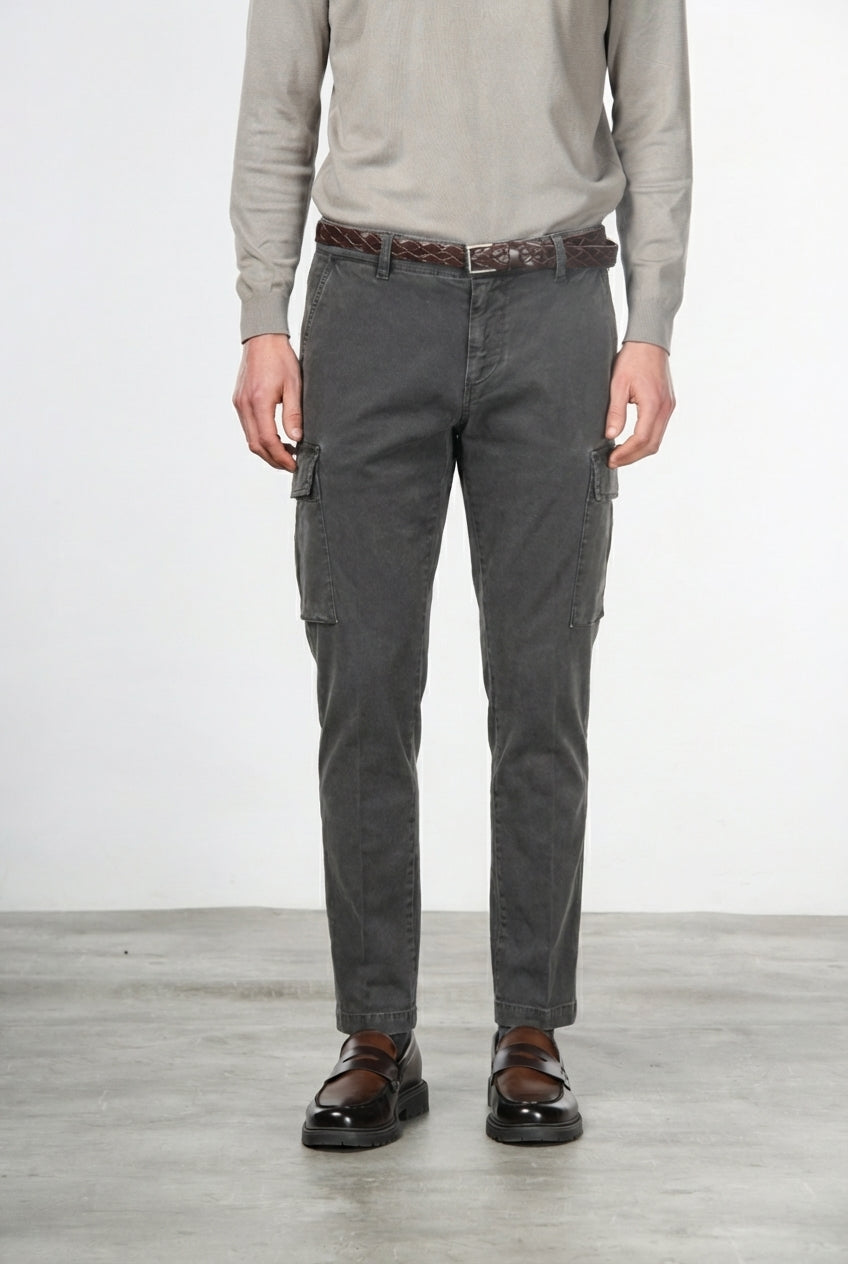 Chile men’s cargo trousers in stretch gabardine extra slim fit ①