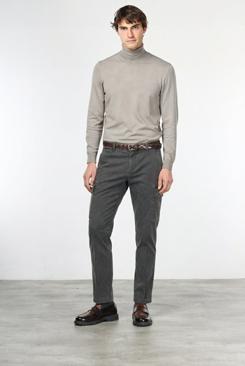 Chile men’s cargo trousers in stretch gabardine extra slim fit ①