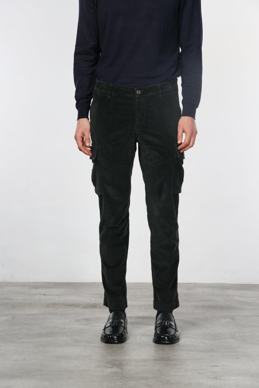 Chile men's velvet cargo pants 500 extra slim fit stripes ①