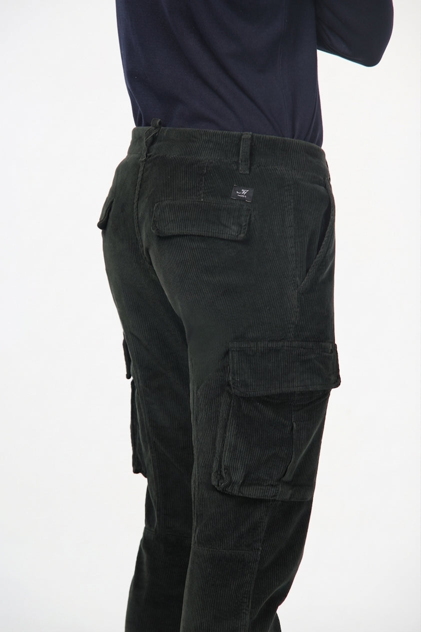 Chile men's velvet cargo pants 500 extra slim fit stripes ①