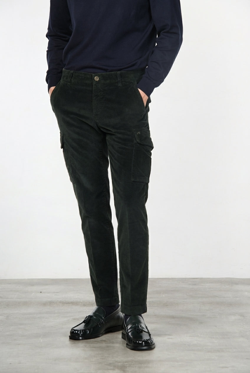 Chile men's velvet cargo pants 500 extra slim fit stripes ①