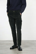 Chile men's velvet cargo pants 500 extra slim fit stripes ①