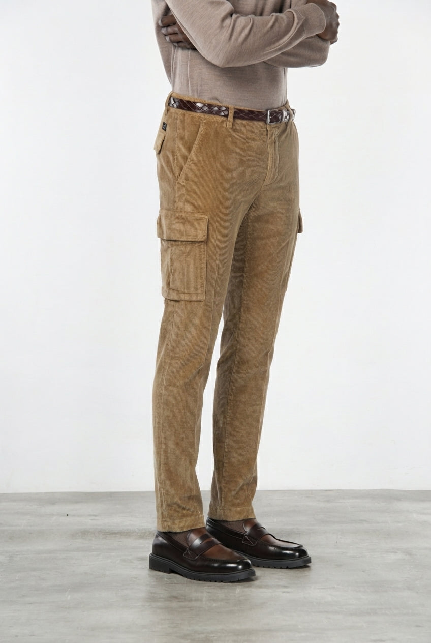 Chile pantalone cargo uomo in velluto 500 righe extra slim fit ①