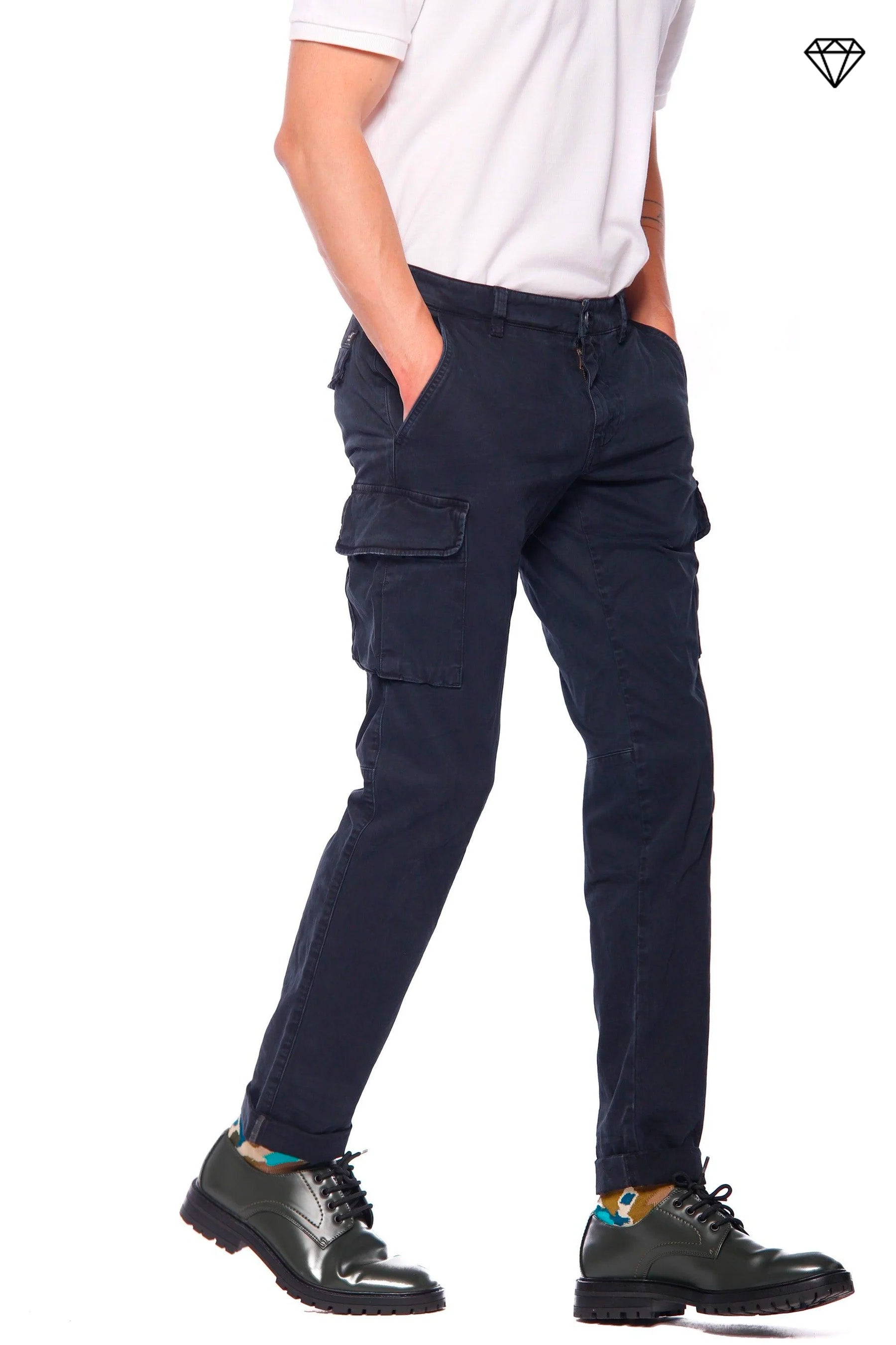 Chile men's cargo pants in gabardine extra slim fit ①