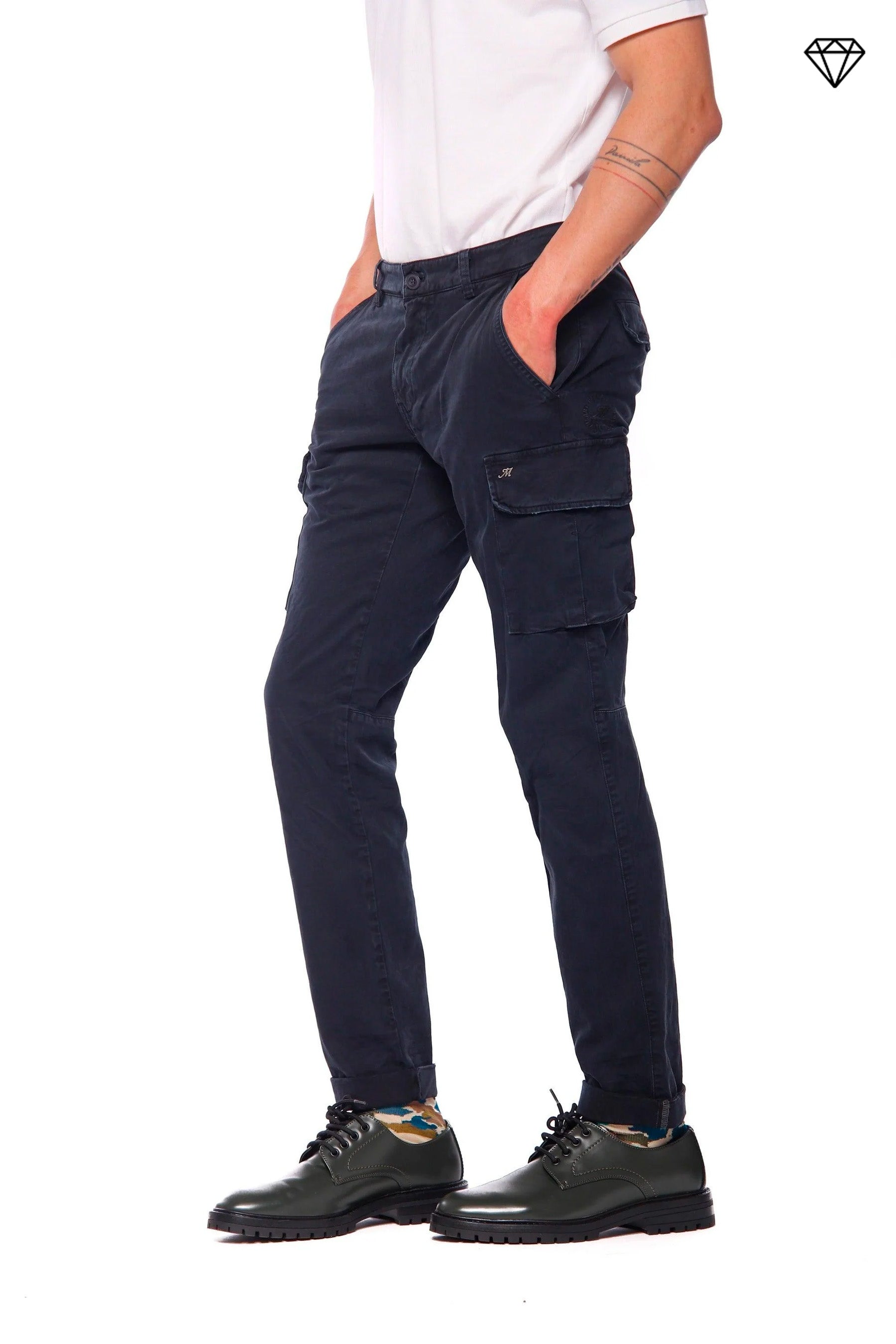 Chile men's cargo pants in gabardine extra slim fit ①