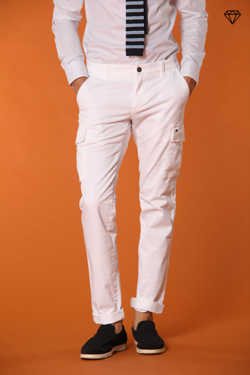 Chile Men's cargo pants in stretch satin Extra Slim Fit ①