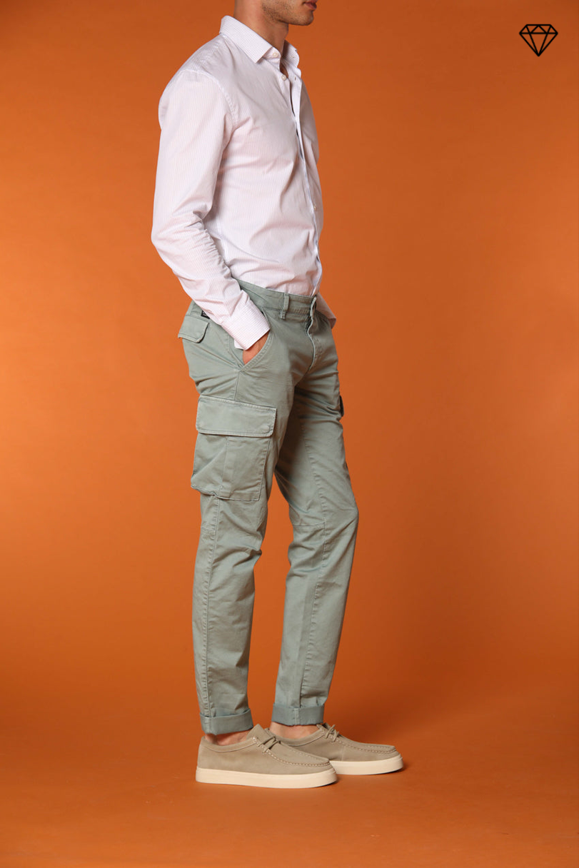 Chile Men's cargo pants in stretch satin Extra Slim Fit ①