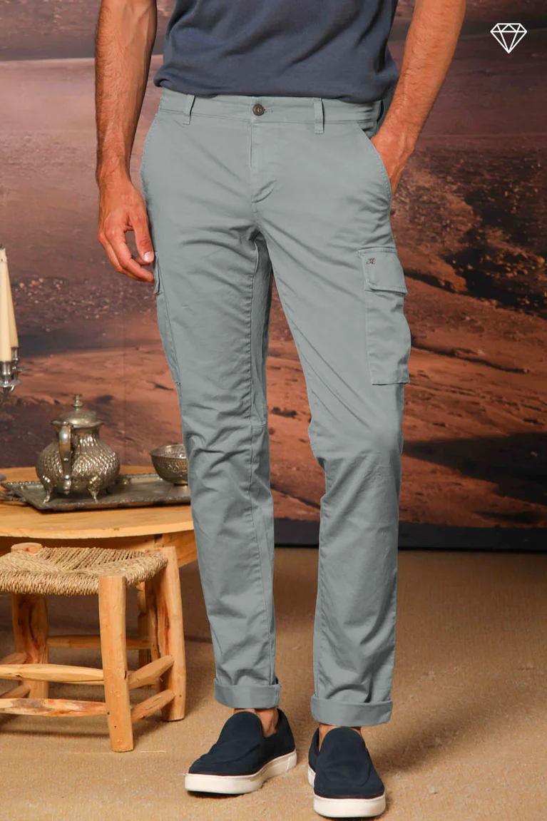 Chile Men's cargo pants in stretch satin Extra Slim Fit ①