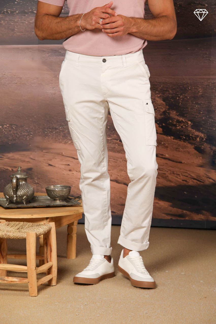 Chile Men's cargo pants in stretch satin Extra Slim Fit ①