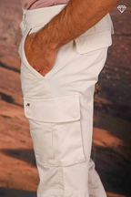 Chile Men's cargo pants in stretch satin Extra Slim Fit ①