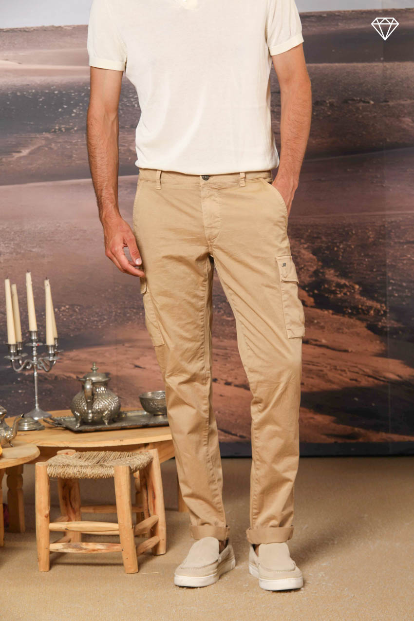 Chile Men's cargo pants in stretch satin Extra Slim Fit ①