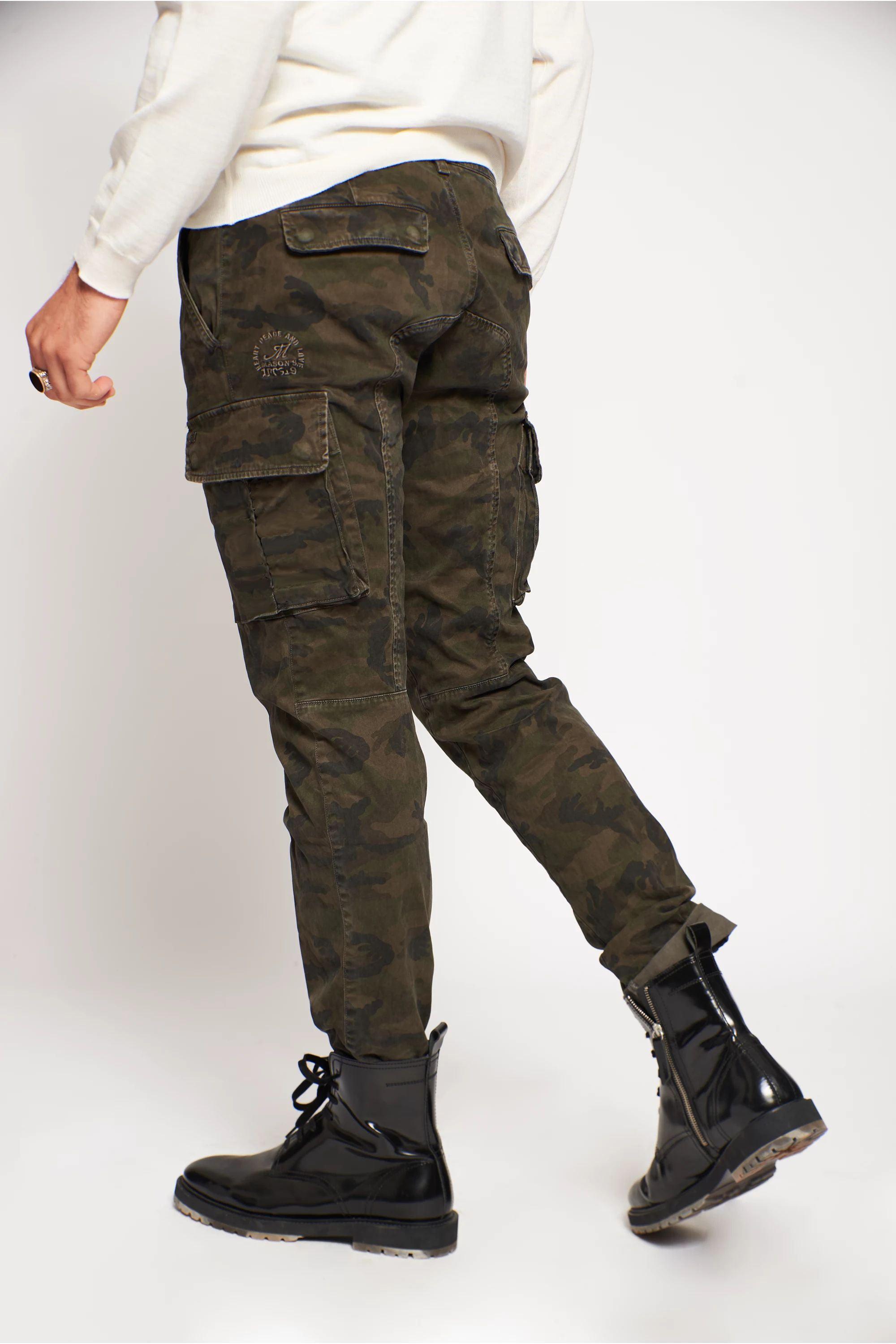 Chile pantalon cargo homme en satin à motif camouflage coupe extra slim ①