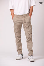 Chile Men's cargo pants in cotton with camouflage print Extra-Slim Fit ①