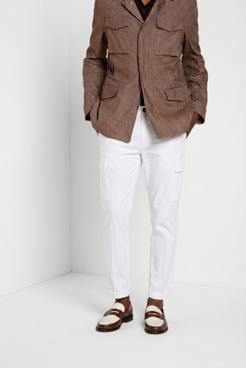 Chile men's cargo pants in stretch satin extra slim fit ①