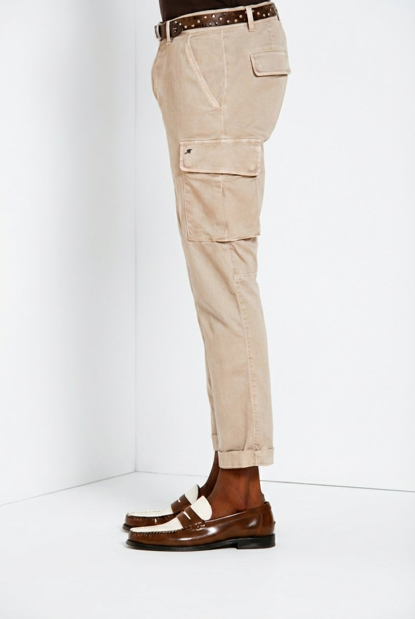 Chile men's cargo pants stretch satin extra slim fit ①