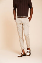 Chile pantalon cargo homme en satin stretch extra slim fit ①