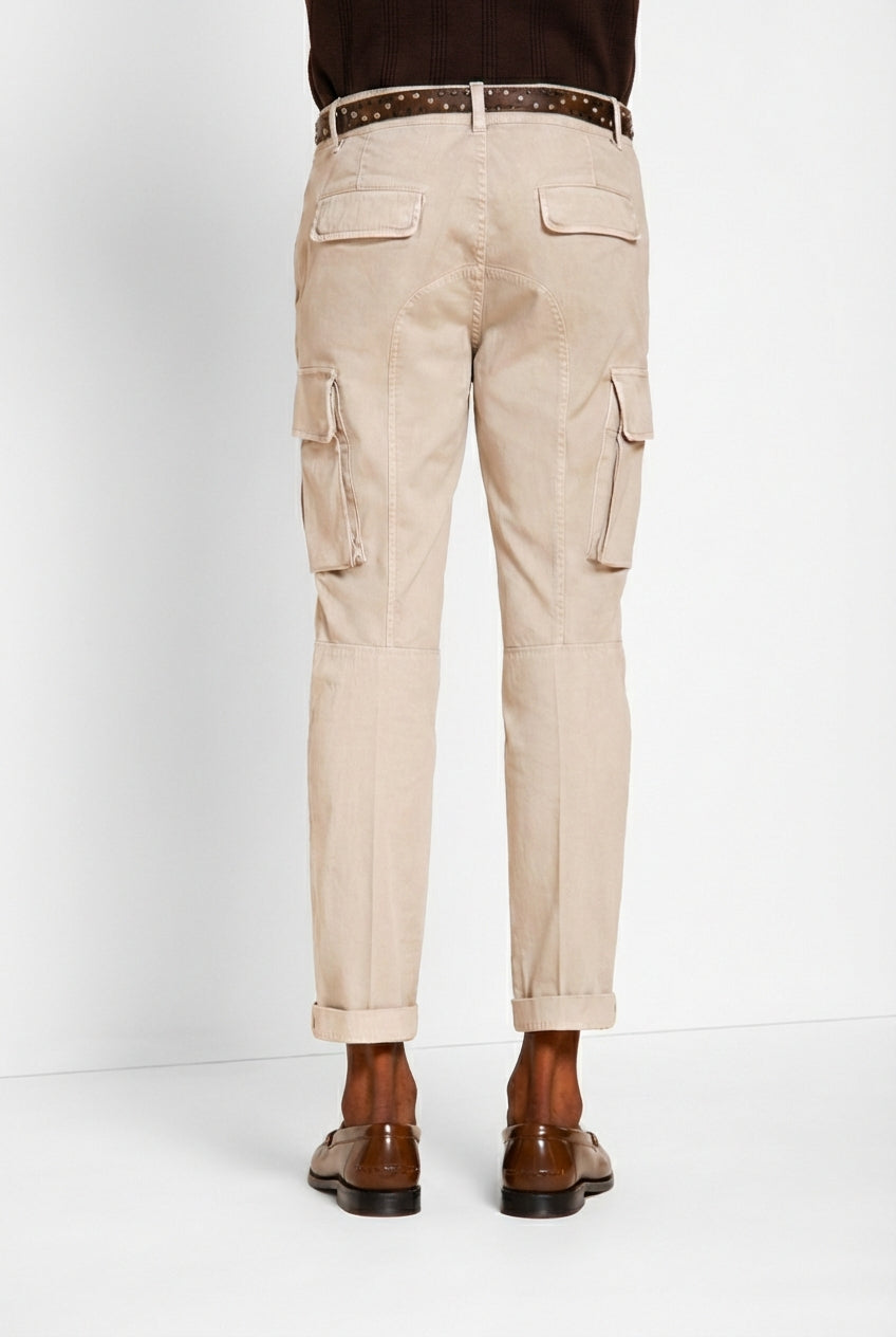 Chile men's cargo pants stretch satin extra slim fit ①