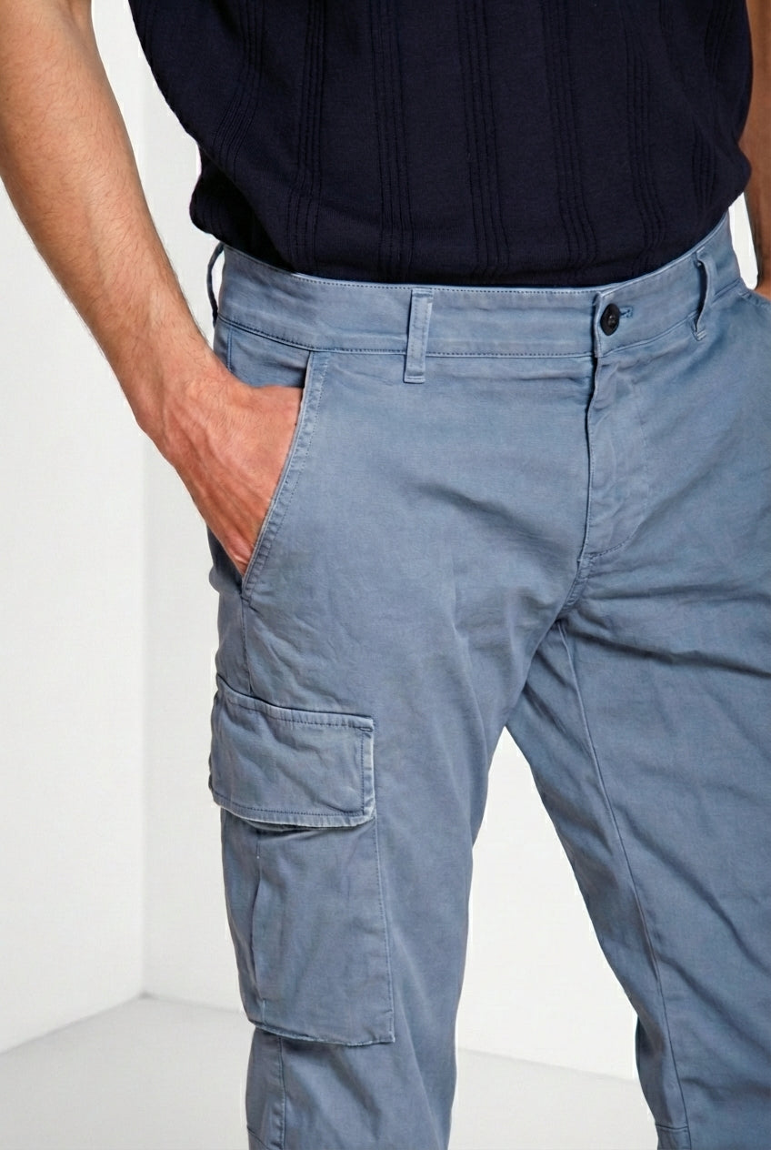 Chile men's cargo pants in stretch satin extra slim fit ①