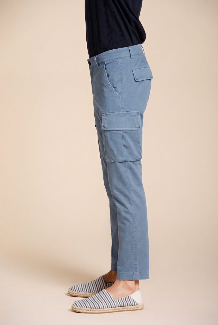 Chile pantalon cargo homme en satin stretch extra slim fit ①