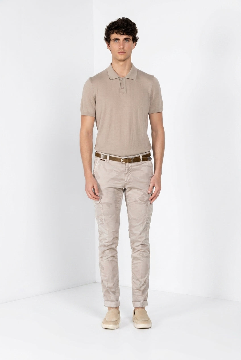 Chile pantalone cargo uomo in twill stampa camouflage extra slim fit ①