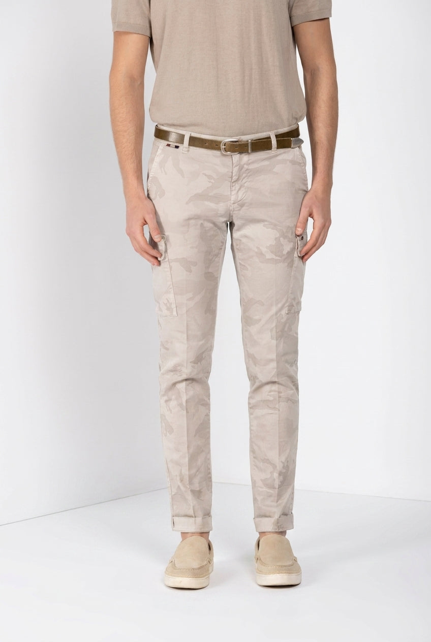 Chile pantalone cargo uomo in twill stampa camouflage extra slim fit ①