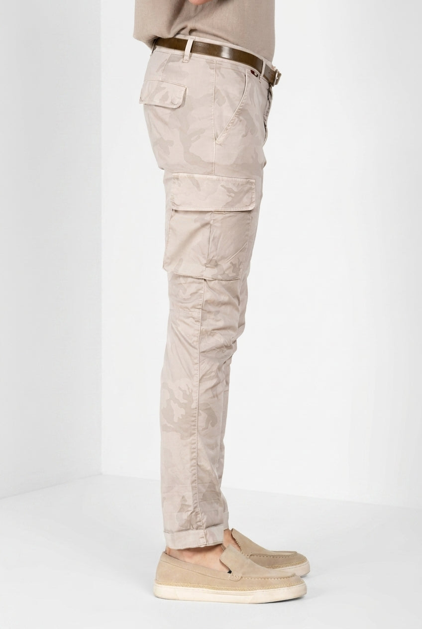 Chile pantalone cargo uomo in twill stampa camouflage extra slim fit ①