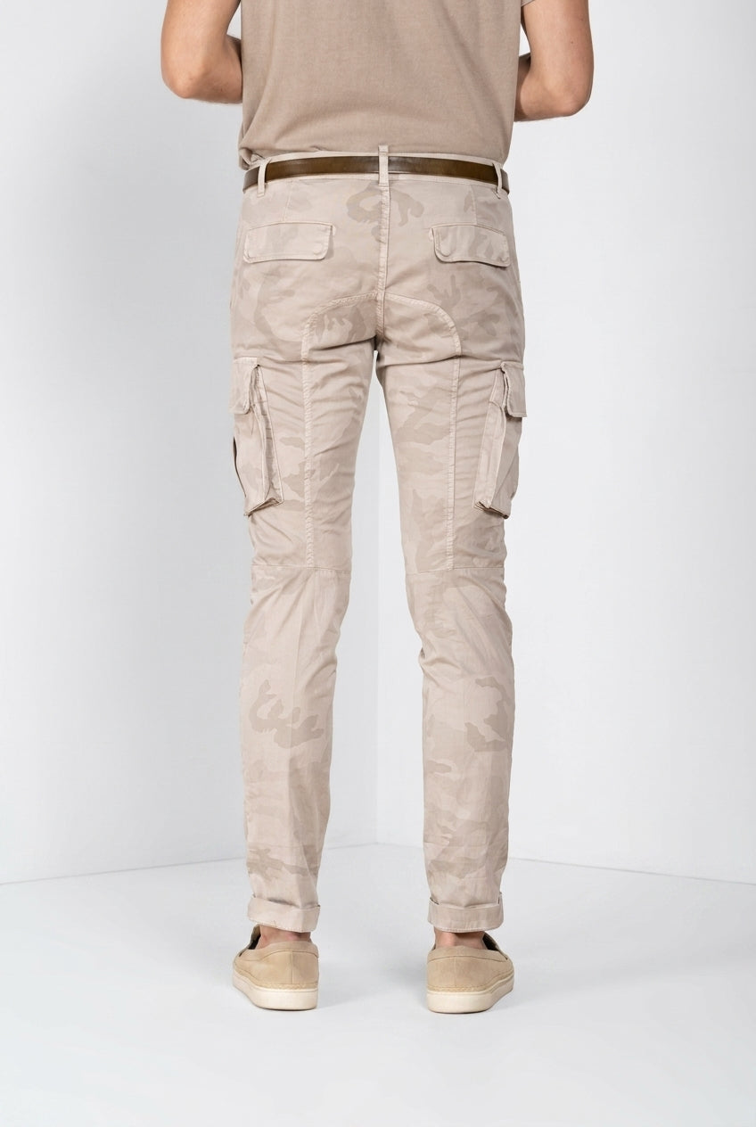 Chile pantalone cargo uomo in twill stampa camouflage extra slim fit ①