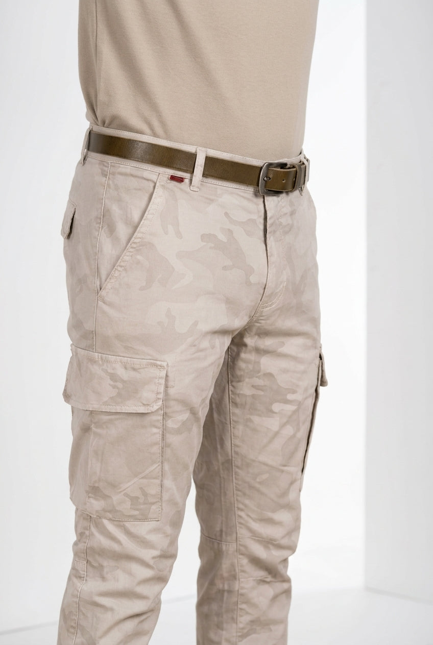 Chile pantalone cargo uomo in twill stampa camouflage extra slim fit ①