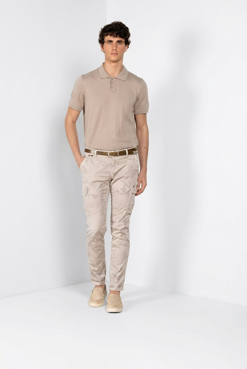 Chile pantalone cargo uomo in twill stampa camouflage extra slim fit ①