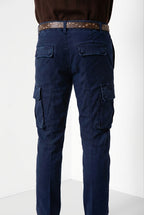 Chile men's cargo pants in stretch satin extra slim fit ①