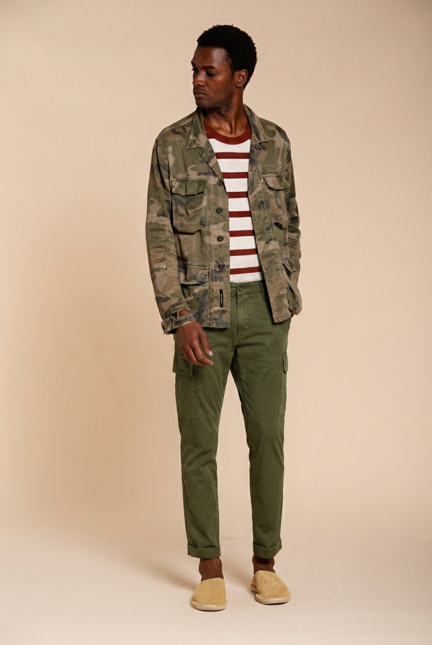 Chile men's cargo pants in stretch satin extra slim fit ①